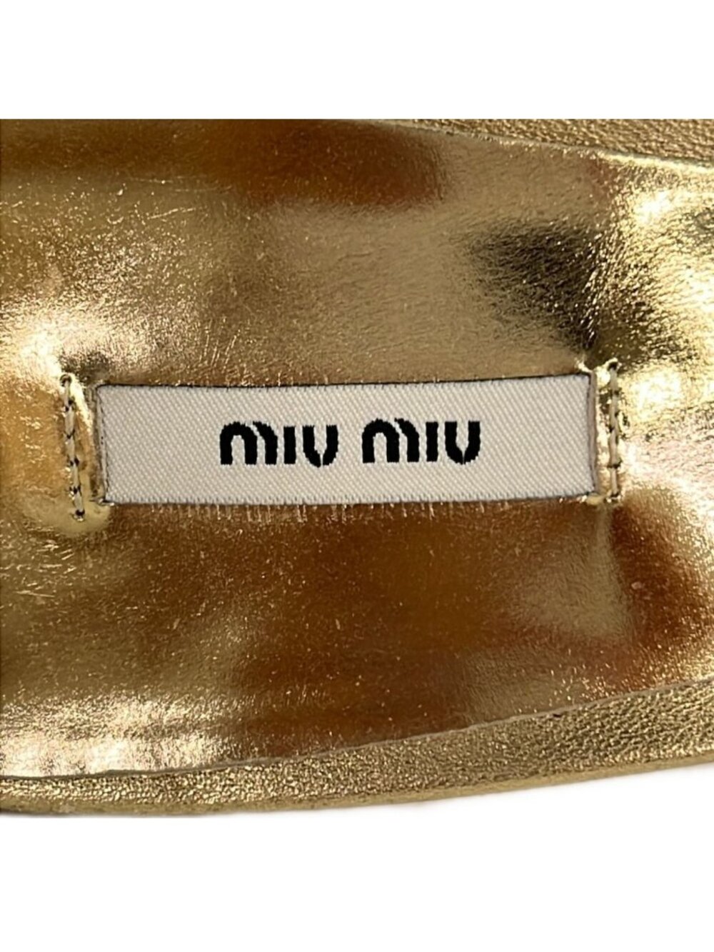 Miu Miu Mules Gold Clear Ribbon Bijou Glitter Leather - Picture 5 of 7
